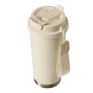 Vakuovo izolovaný cestovný termohrnček 500 ml, béžová