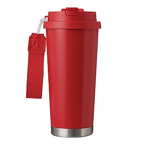 Vakuovo izolovaný cestovný termohrnček 500 ml, červená