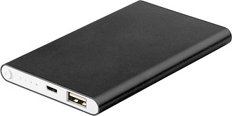 VALUR Hliníková powerbanka s kapacitou 4000 mAh, černá