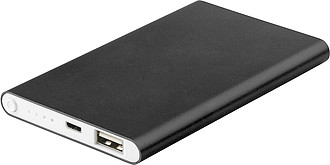 VALUR Hliníková powerbanka s kapacitou 4000 mAh, stříbrná