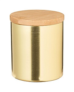 Vanilková vonná svíčka s bambusovým víčkem, zlatá