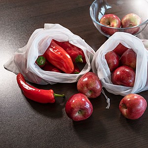 VANILLA SEASON BAGGU Sada troch vreciek na ovocie a zeleninu z recyklovaného RPET polyesteru