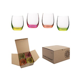VANILLA SEASON HATTA Sada štyroch pohárov s farebným neónovým tónovaním - reklamní hrnky