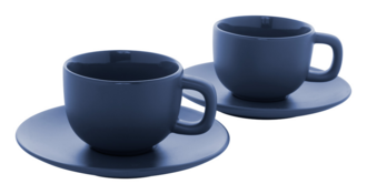 VANLION Sada 2 šálků a podšálků na cappuccino, námořní modrá