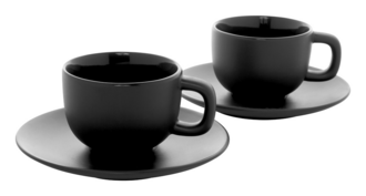VANLION Sada 2 šálků a podšálků na cappuccino, šedá