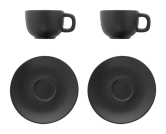 VANLION Sada 2 šálků a podšálků na cappuccino, šedá