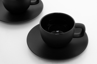 VANLION Sada 2 šálků a podšálků na cappuccino, šedá