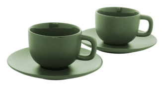 VANLION Sada 2 šálků a podšálků na cappuccino, zelená