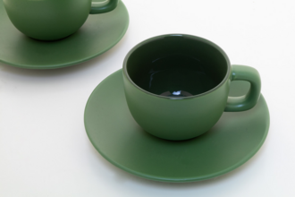 VANLION Sada 2 šálků a podšálků na cappuccino, zelená