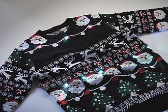 Vánoční svetr s LED, L/XL, černá