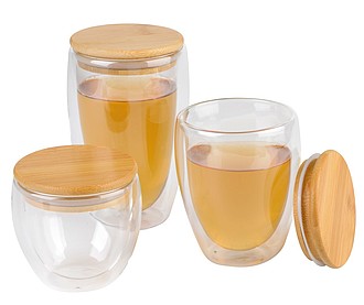 VARIETA Dvoustěnná sklenice s bambusovým víčkem, 250ml