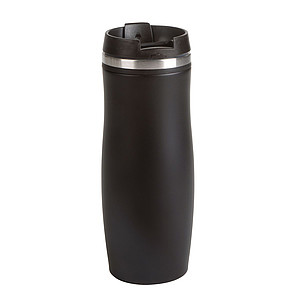 VASCO Čierny nerezový termohrnček s farebným pruhom, 400 ml, čierna