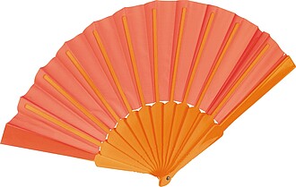 Vějíř z plastu a polyesteru, oranžová