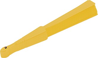 Vějíř z plastu a polyesteru, žlutá