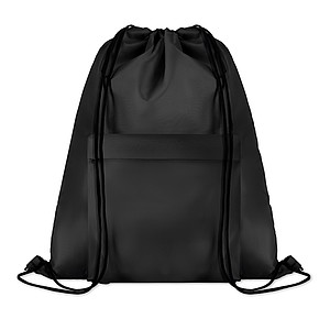 Veľký batoh so šnúrkami z polyesteru s predným vreckom na zips, čierny