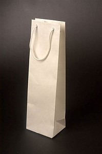 VINNIE Papírová taška na láhev vína 12x39x9 cm, bílá - taška s vlastním potiskem