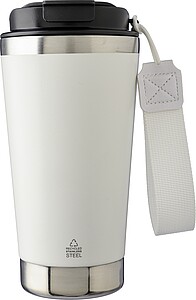 VITERBO Dvojstenný termohrnček z recyklovanej nerezovej ocele, 500 ml, biela