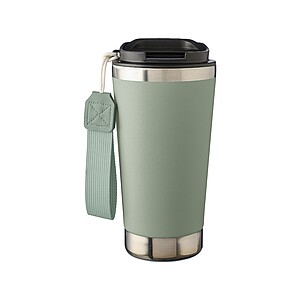 VITERBO Dvoustěnný termohrnek z recyklované nerezové oceli, 500 ml, jemně zelená