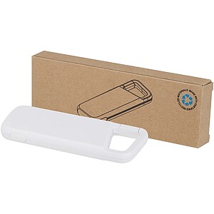 Vodoodolná powerbanka z recyklovaného plastu s karabínou, kapacita 5000 mAh, 12 W, biela
