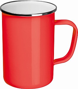 Vysoký plechový hrnček, 550ml, červený