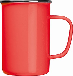 Vysoký plechový hrnček, 550ml, červený