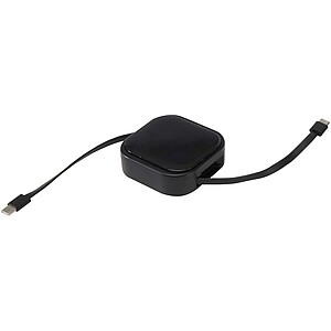 Vysouvací datový a 100W rychlonabíjecí kabel 5 v 1 z recyklovaného materiálu s nářadím na smartphone, černá