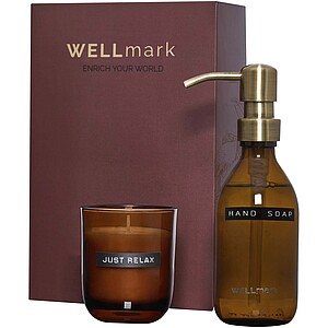 Wellmark Sada dávkovača mydla 250 ml a sviečky 150 g, červenohnedá
