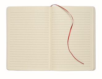 Zápisník A5 odhalující barvy, červená