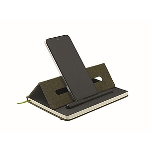 Zápisník A5 se stojánkem na telefon, tmavě zelená