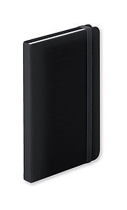 Zápisník s deskami z PU kůže, 100 linkovaných listů, černý