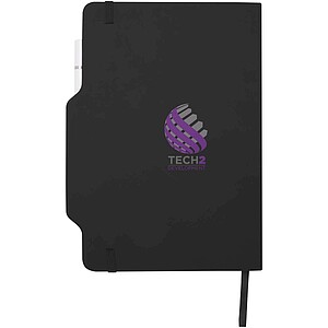 Zápisník s pevnou obálkou formátu A5 se sadou pera a tužky, černá