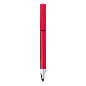 ZEBEDEUS Plastové pero, stylus, klip ako stojan na mobil, červená