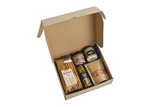 ZOBINK Dárková sada - paštika, olivy, špaldové tyčinky, kukuřice bbq, cibulky